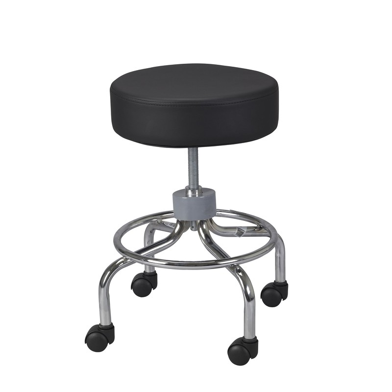 Drive Medical Round Stool with Wheels, Black