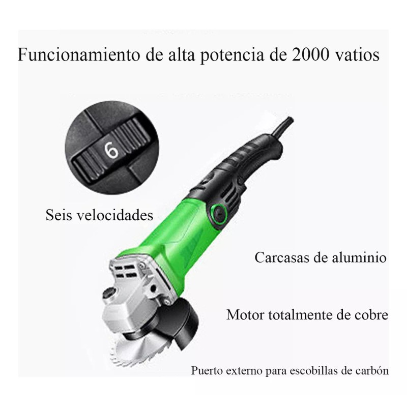CODYTAV Amoladora Angular 2000w Eléctricas + Accesorios Para Corte