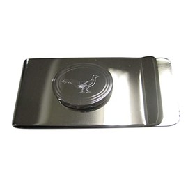 Kiola Designs Silver Toned Oval Etched Pheasant Bird Money Clip