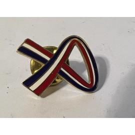 Red White And Blue Ribbon metal lapel hat pin patriotic 1"
