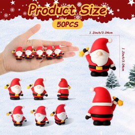 Sonwyoung 50pcs Christmas Mini Santa Claus Gnomes Figurines Tiny Holding a Bell Gnome Figures to Hide and Seek Little Rubber Statue for Collectibles Christmas Gifts Decorations Indoor and Display
