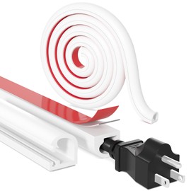 [Upgraded] Silicone Wall Cord Hider, 195” TV Cord Hider for Wall Mounted TV, Electric Cord Covers for Wires on Wall, 1 Cable Cord Cover Raceway Kit for Home Office Cable Channel, W0.59'' H0.47'' White