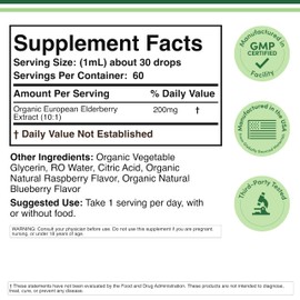 Organic Elderberry Liquid 2 Fl Oz (60 Servings) - Tincture for Immune System Support by Double Wood