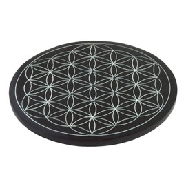 Incense Holder Flower of Life Black Stone 10 CM