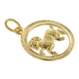 trendor Star Sign Aries Gold 333 Pendant Diameter 16 mm + Necklace Zodiac Sign Elegant Necklace Made of Real Gold for Women, 75940-04, Gold