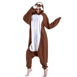 DOITNOW Sloth Pajamas Unisex Adult Jumpsuit Animal Cosplay Costumes (M, Brown)