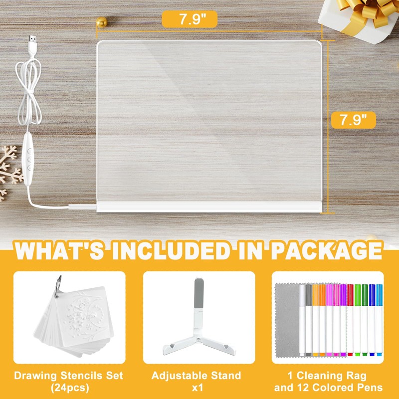 YUYIUS LED Acrylic Message Board, Light Up Acrylic Dry Erase