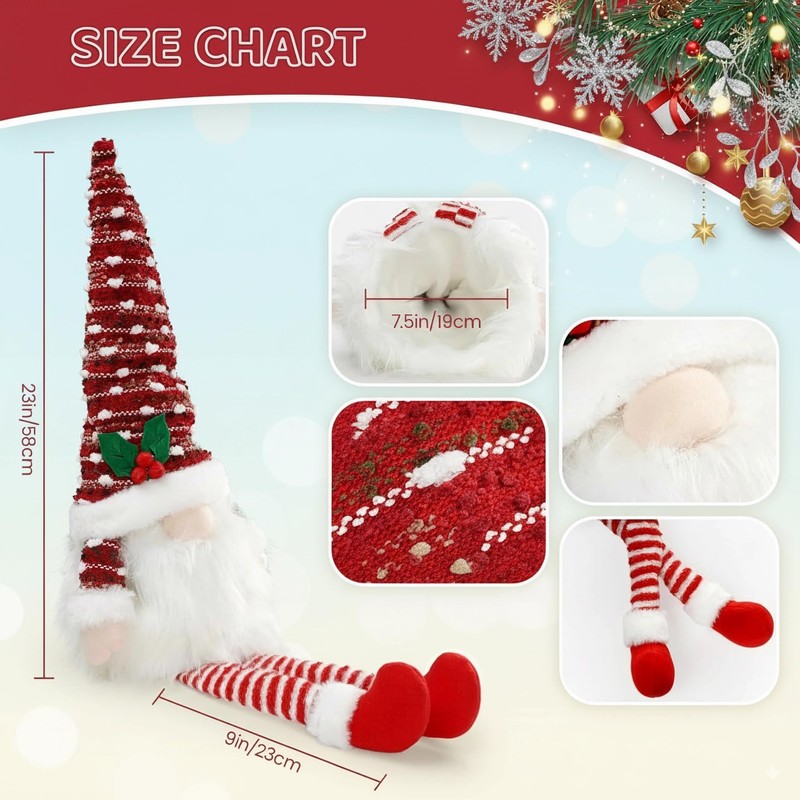 Gnome Christmas Tree Topper Decorations – Compressible Knitted Santa Gnomes