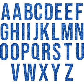 SEC Apparel Blue Glitter Iron on Letters,1.5 Inch Tall (Blue Glitter)
