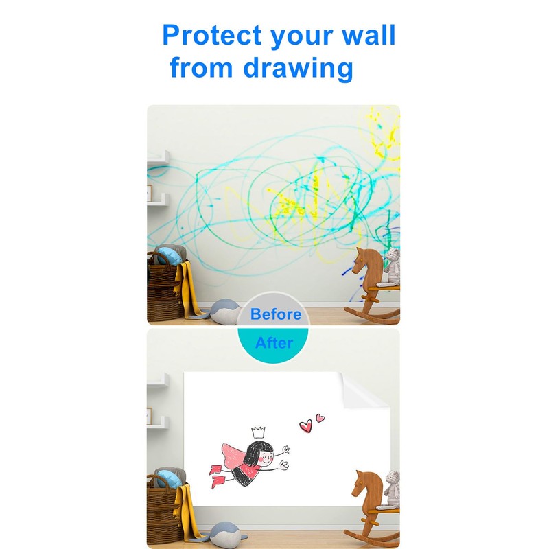 48" x 100" Dry Erase Whiteboard Wall Decal, Stick and