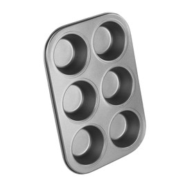 Chef Aid 6 Cup Large Muffin Pan, Non-Stick Cupcake Tray Baking Mould, Grey