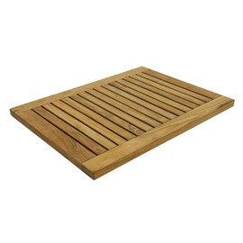 StrongTek Teak Shower Mat, 23.6" x 17.8" x 1.6", Wooden Bath Mat, Water-Resistant and Durable, Easy-to-Clean Teak Floor Mat for Safety, Ideal for Bathrooms, Saunas, Spas, Showers, and Outdoor Use