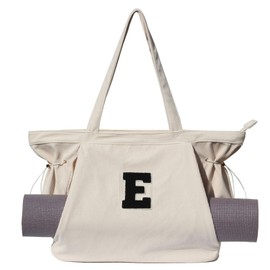 ESVAN Corduroy Yoga Tote Bag Gifts for Women Drawstring Everyday Valentines Gifts for Office Workout Travel Carryall Pilates Gym and Vacation