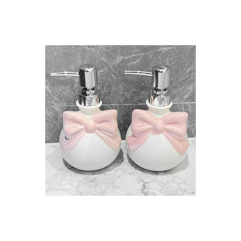 Hosoncovy Bow Ceramic Liquid Soap Dispenser with Pump,Round Pump Bottle