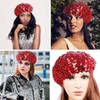 Shiny Sequin Beret Hat for Women Girls Fashion Beanie Cap