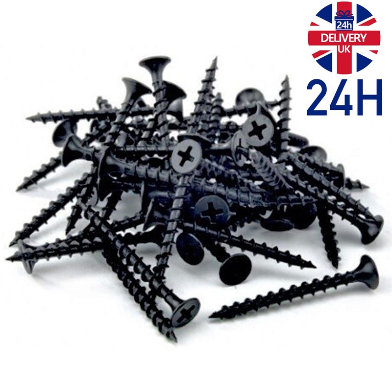 100 x 45mm Screws Black for Wood Corse Screw Plasterboard
