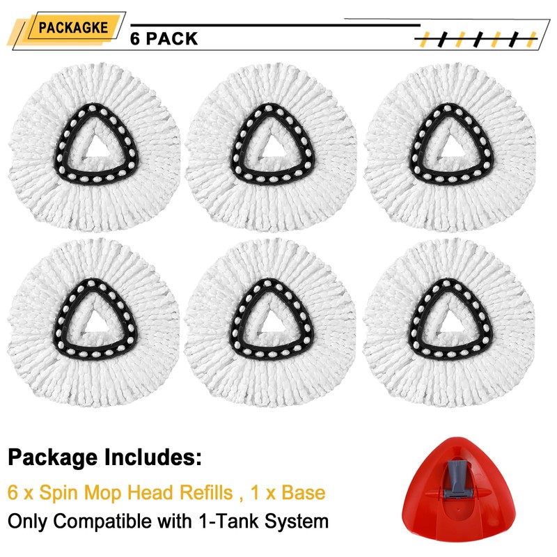 6 Reusable Absorbent Pads + Spare Mop Head-Compatible with Vileda