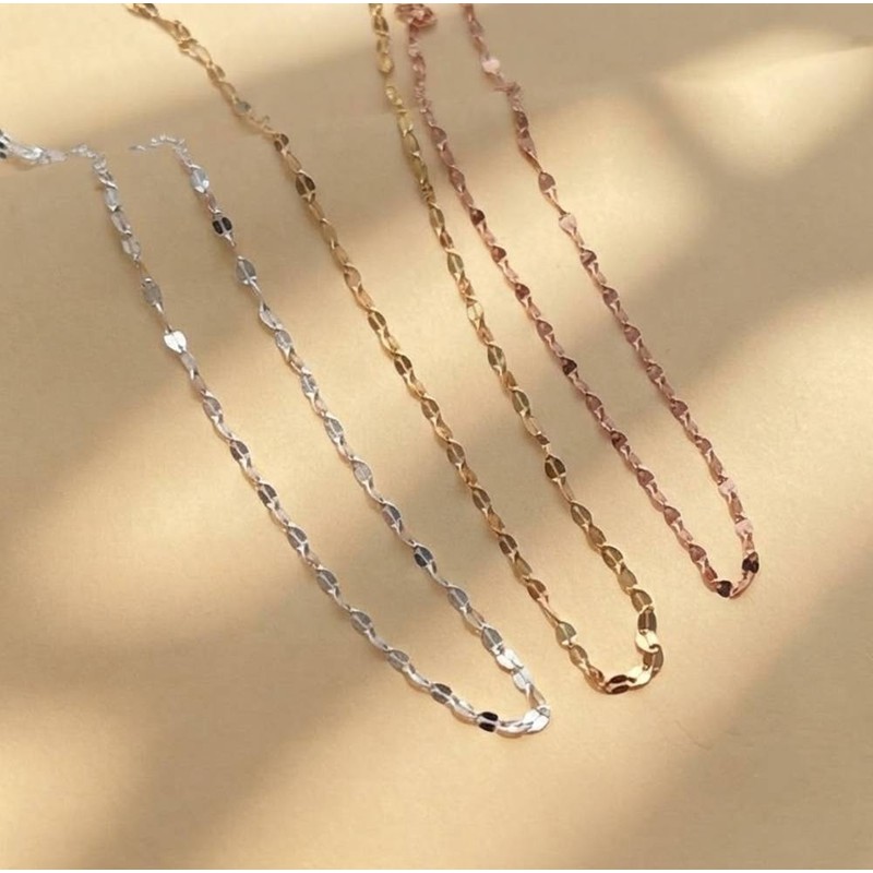 Silver 925 Necklace Shining Cutting Chain Layered Silver 41cm Gold