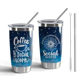 CWEGSJ Social Worker Gift Social Worker 20oz Stainless Steel Insulated Tumblers Social Work MSW LSW Gift Social Worker Appreciation Vacuum Insulated (Coffee&Social Work)