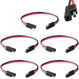 Wadoy 2 Pin Quick Disconnect Wire Harness SAE Connector (5 pack) ，Heavy Duty Cable 12" 12 Gauge 12V Quick Connect