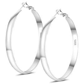 YUFFQOPC Hoop Earrings for Women,S925 Silver Earrings Large Earring Hypoallergenic Thin Oversize Big Hoop Sterling Silver Earring for Girls