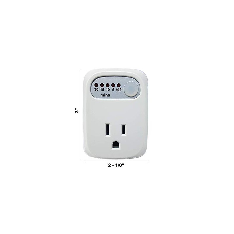 Safety Timer - Single Outlet, 30-15-10-5 Minutes, Auto Shut-Off by