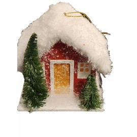 Wondershop Target Wondershop 2023 Putz Style Cardboard House Red w Glitter 3½"x3"x3½" NEW