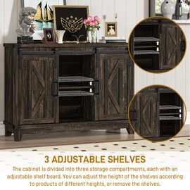 Cube Storage Organizer, Sliding Doors Coffee Bar Cabinet with Storage Farmhouse Sideboard Buffet Cabinet with Adjustable Shelves Coffee Bar for Kitchen Home Office Dining Room