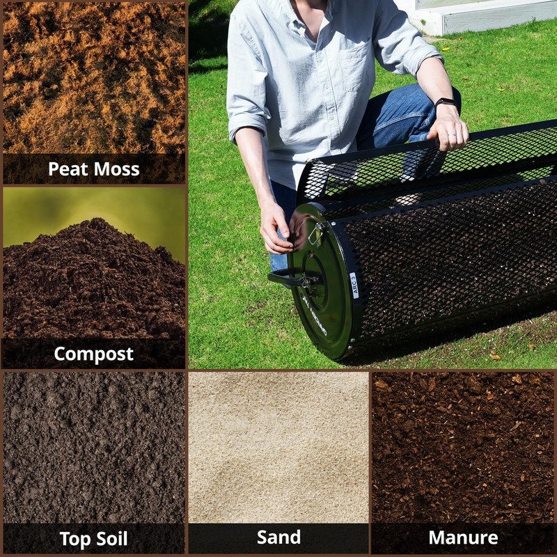 Compost Spreader 24 Inch Peat Moss Spreader with Installation Support