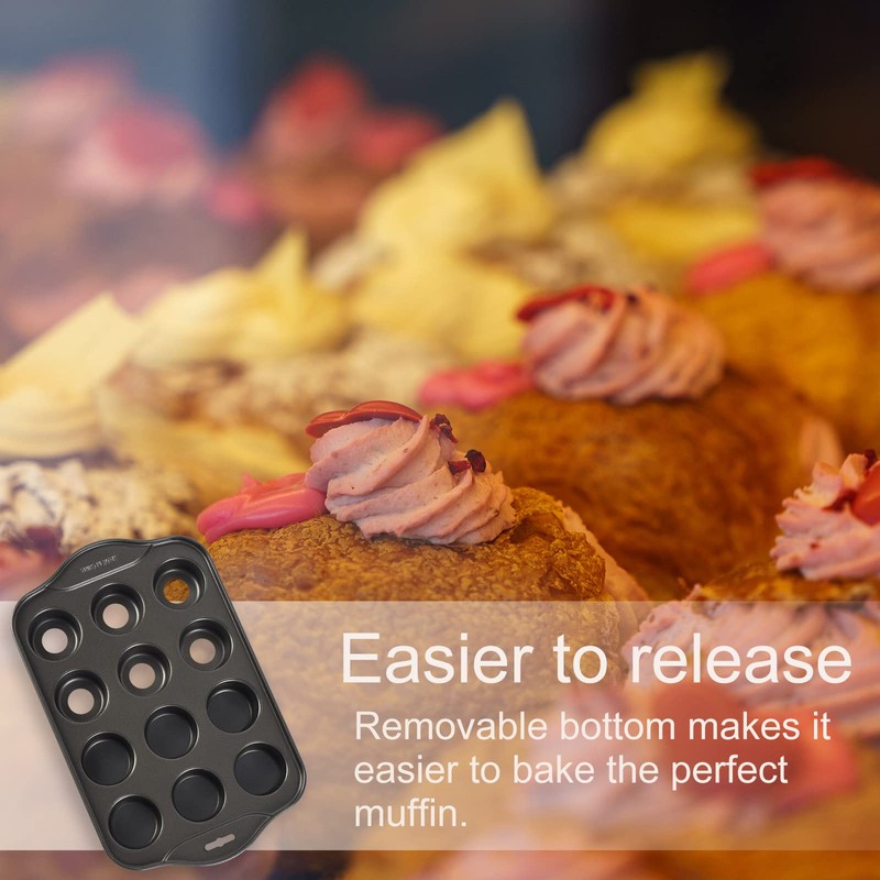 Kazozobi 2 Pack Mini Muffin Cheesecake Pan with Removable Bottom,
