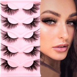 3D False Eyelashes, Cat's Eye, Natural Artificial Eyelash Extensions Set, 20 mm, Fluffy Fox Eye, Artificial Eyelashes, Natural Look, 5 Pairs, Reusable Faux Mink Eyelashes (Z-9)
