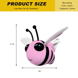 SHMZK Cute Car Air Freshener Vent Clip, Lovely Little Bees Perfume Automotive Air Freshener, Cartoon Auto Fragrance Air Conditioning Vent Accessories, Cars Interior Decoration (Pink)