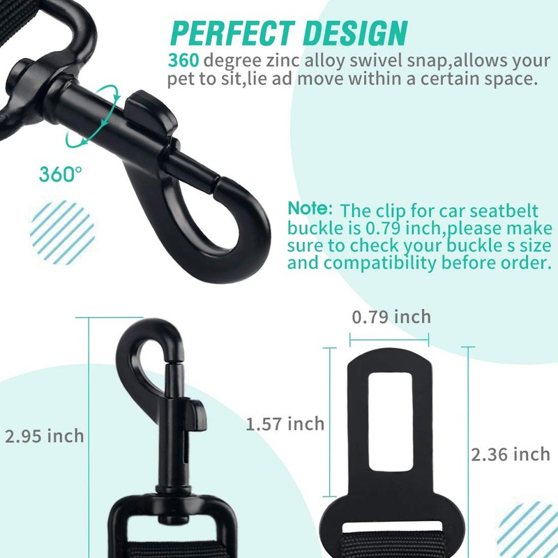 COOYOO Dog Seat Belt,3 Piece Set Retractable Dog Car Harness
