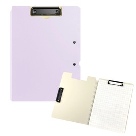 East Leaf Binder Clipboard A4 Bi-Fold File Board Vertical Horizontal with Double Clip [9 x 12 inch] (Purple)