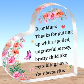 AMZQ Mum Gifts Dear Mum Heart Shaped Plaque Present Mum Christmas Birthday Gifts Keepsake
