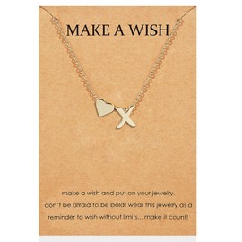 Stocking Stuffers Holiday Outfits for Women 2024 Make A Wish Necklace for Women Heart Initial Necklace Dainty Letter Necklace Trendy Alphabet Name Necklace Initial Pendant Necklace Birthday Christmas Gifts for Stocking Stuffers