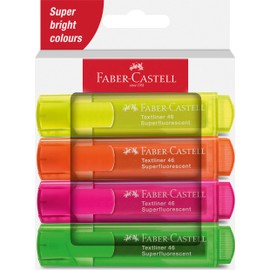 Faber-Castell 254644 - Pack of 4 Textliner Highlighters 1546 - Neon Tones