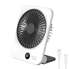 ANNISITE Magnetic Cruise Fan, 6.8" Small Portable Cruise Fan Rechargeable Battery Powered, Magnetically Hangs from Stateroom Ceilings and Walls, 5-Speed Quiet Cooling, Cruise Essentials 2025, White