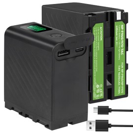 Palogreen NP-F970 Battery 9600mAh, Rechargeable NP-F Battery Compatible with Sony NP-F550 750 770 950 960 970, 20W Type C PD Fast Charging for Camcorder LED Light Monitor, TP-F970 (2 Pack)
