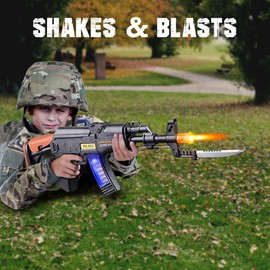 ArtCreativity Light Up Toy Machine Gun with Folding Bayonet - Cool LED, Sound and Vibration Effect - 16 Inch Pretend Play Military Submachine Gun - Toy Guns That Look Realistic