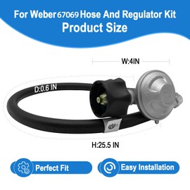 25" For Weber Hose and Regulator kit, Compatible With Spirit II (2017-2019),and Spirit E310 E320 E210, Genesis II 210/LX 240, and Genesis II 300/400 (2017-2019) Gas Grills,for Weber 67069,69891.