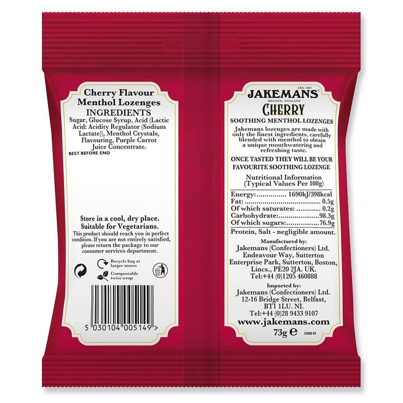 Jakemans Menthol Lozenges 100g Bag (Cherry, 100g)