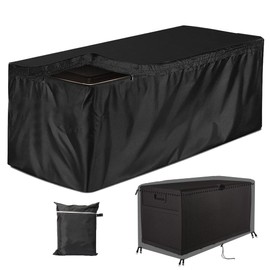 Gicov Cubierta de caja de cubierta impermeable resistente al agua para patio con cremallera para banco otomano al aire libre rectangular para Keter Suncast de por vida, lluvia, nieve, polvo