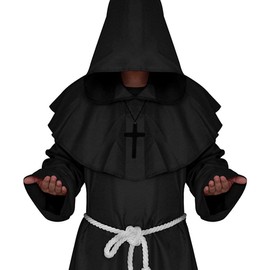 Friar Medieval Hooded Monk Renaissance Priest Robe Costume Cosplay