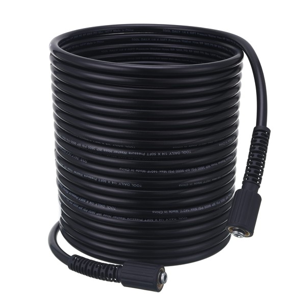 Tool Daily High Pressure Washer Hose 50 FT X 1/4 Inch, 3600 PSI, M22 14mm, Replacement Power Washer Hose for Most Brands