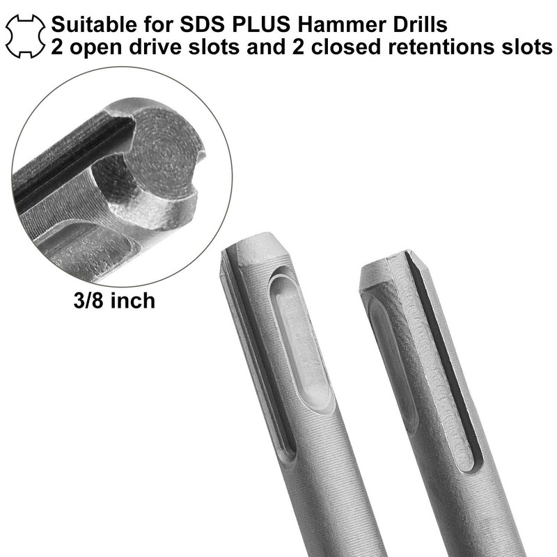 7pc 3/8 inch SDS Plus Drill Chisel Set, Includes 40mm,