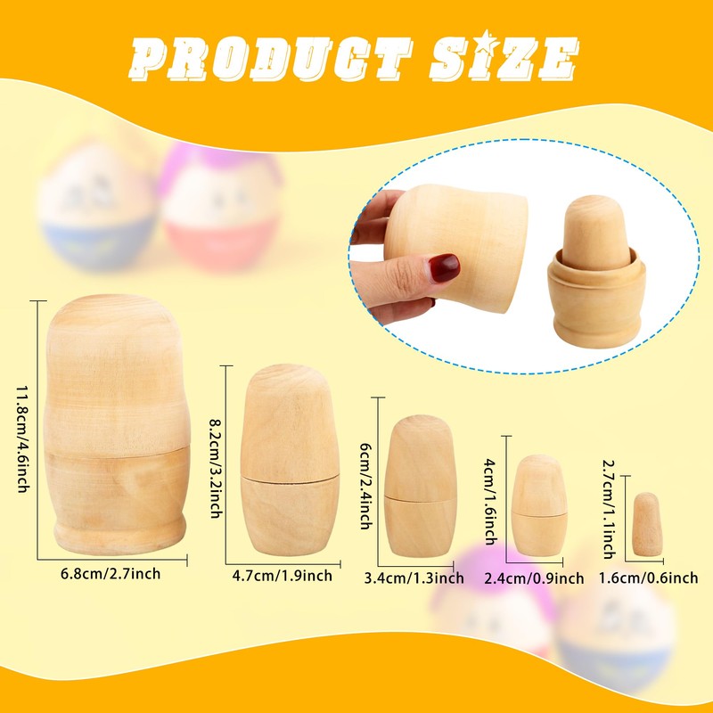 4 Set Unpainted Matryoshka Plain Nesting Dolls DIY Wooden Blank