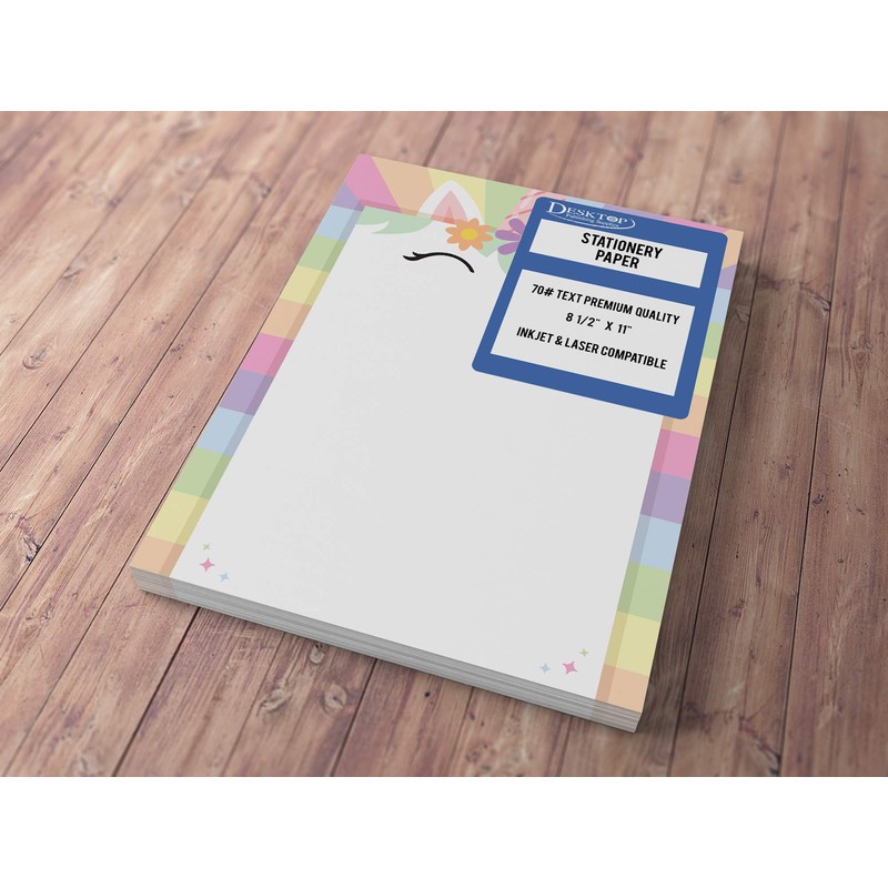 Unicorn Border Stationery Paper - 80 Sheets - Great for