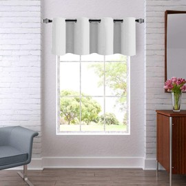 Ladity Grommet Valance for Windows Toppers Valances for Bedroom Living Room Kitchen Valances Thermal Short Curtain Panels, Small Half Window Valance for Bathroom, 18 Inches Long 1 Piece, Greyish White