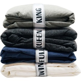 ECOHomes Bed Sheet Organizer and Storage Size Label Bands | Bed Sheets Set Organizers for Linen Closet Organization - Elastic Bedding Band Labels for Organizing Bedsheet (Full 2PCs Pack | White)